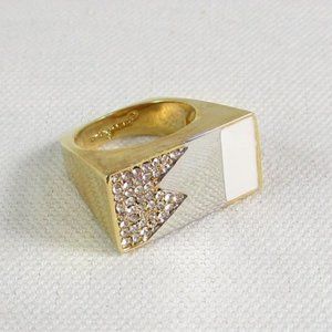 NEW Jewelmint Everfrost Ring, Sparkly Crystals, White Enamel & Gold Tone, Sz. 7